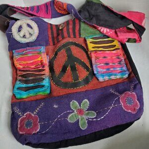 Hippie Boho crossbody purse/bag peace sign
